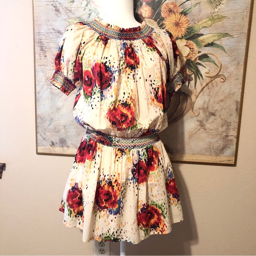 Sz M Anthropologie Kas New York Colorful Peasant Dress Coverup